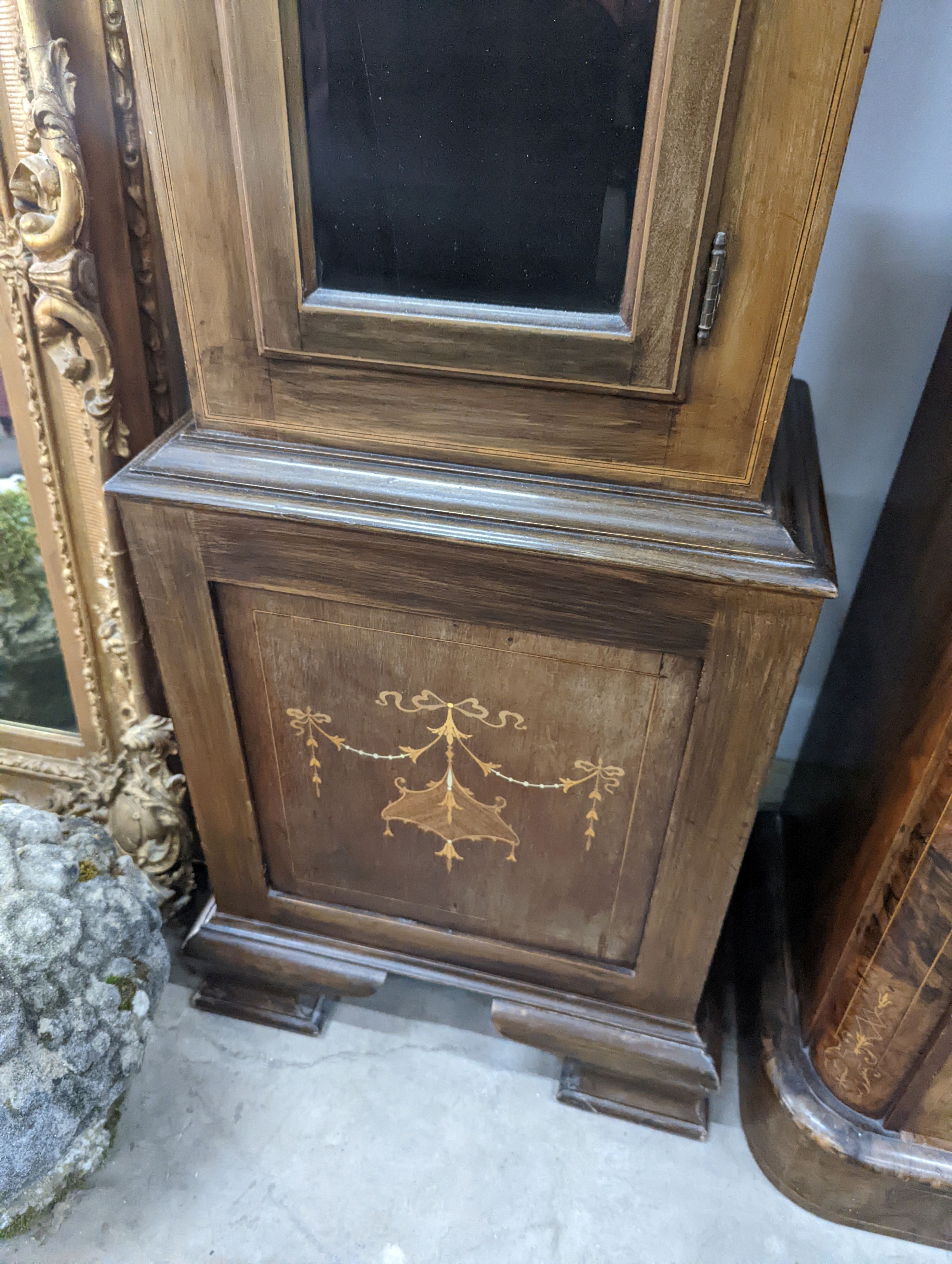 An Edwardian style inlaid mahogany 8 day longcase clock, height 216cm